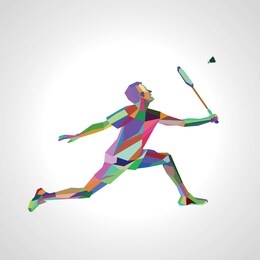polygonal professional badminton player. vector illustration eps