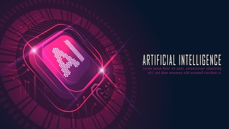 ai chipset on circuit board in futuristic concept suitable for future technology artwork , responsive web banner