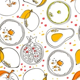 fruit and berries doodle vector seamless pattern. bright design for wallpapers and textile