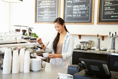 female owner of coffee shop