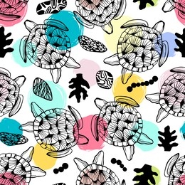 seamless pattern with sea turtles.