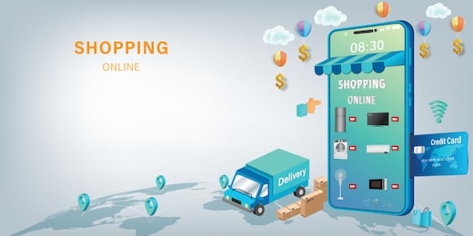 shopping online on website or mobile application vector concept marketing and digital marketing, online application delivery service concept.