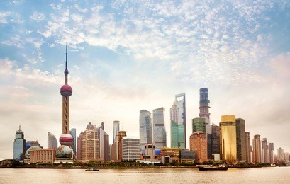 the beautiful view of the bund in shanghai, china