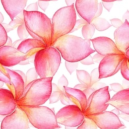 
watercolor plumeria flowers in a seamless pattern. can be used as fabric, wallpaper, wrapper.