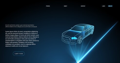 hologram auto, futuristic polygonal model auto. 3d isometric image of a smart or intelligent car.  smart auto ai hud. driverless car working modes vector illustration.