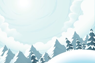 beautiful snow slope with forest landscape, low angle view