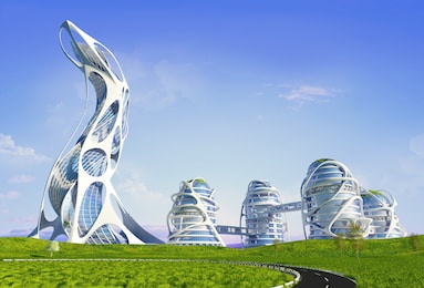 sky-scrapers of modern city .3d render