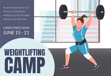 weightlifting camp banner flat vector template