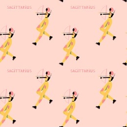 seamless pattern with sagittarius - astrological zodiac sign. abstract print with the archer.