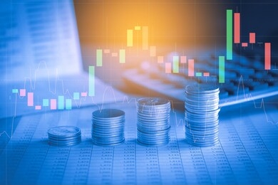stack of money coin with trading graph, financial investment concept can be use as background