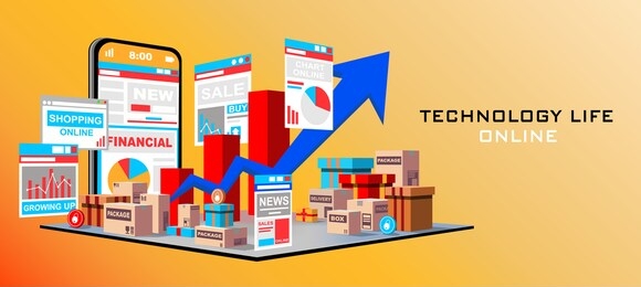 website shopping financial growth news concept design