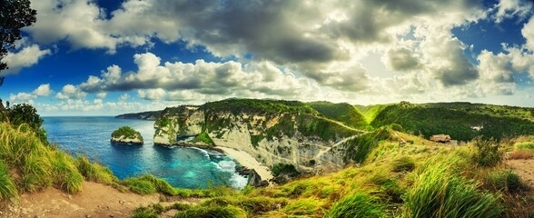 amazing nature landscape on tropical island during sunset. asia, indonesia
