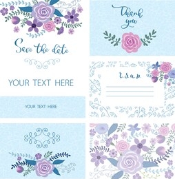 vector layout of invitation cards for a wedding. lettering and floral pattern. pastel shades