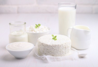milk products: cottage cheese, sour cream, cream, milk