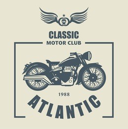 vintage motorcycle label, vector illustration