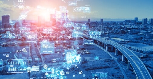 smart city and communication network concept. 5g. iot (internet of things). telecommunication.