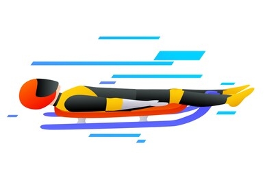 vector illustration of luge riders. winter sports concept