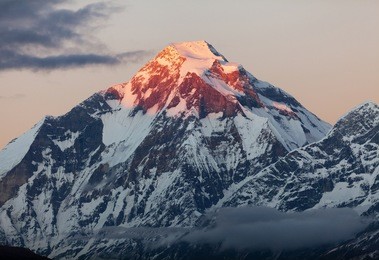 evening view of mount dhaulagiri - nepal 