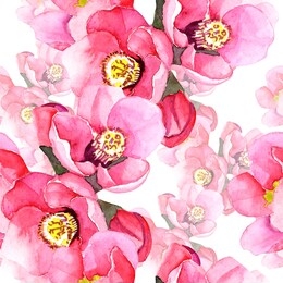 
watercolor pink flowers in a seamless pattern. can be used as fabric, wallpaper, wrapper.