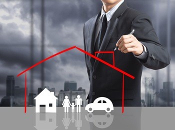 business man drawing insurance concept