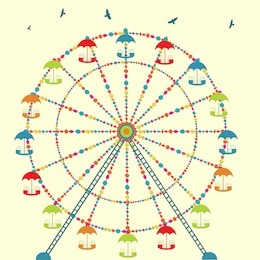 background with carnival ferris wheel, carousel in amusement park