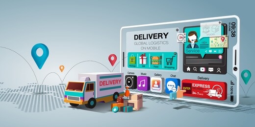 global transportation services for shopping online on mobile application by truck