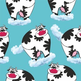 pattern with a cow and clouds