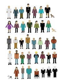 different types of peoples with their properties. human figures illustrations