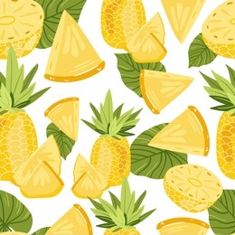 pineapple vector illustrations. seamless pattern background. hand draw cartoon scandinavian nordic design style for fashion or interior or cover or textile.