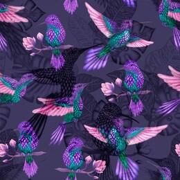 seamless pattern in the chinoiserie style with hummingbird and leaves. great for wedding, wallpaper and fabric.