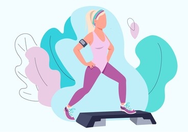 woman doing aerobic exercise flat color vector faceless character