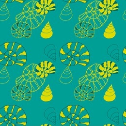 shell pattern on a blue background for printing onto fabric paper and other decor