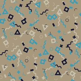 seamless memphis background. abstract color texture with lines and geometric figures for wallpaper, print, cotton. trendy seamless multicolor background in memphis style for your design. vector.