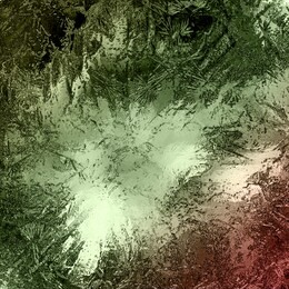 shiny copper like metal square background in green and red. 