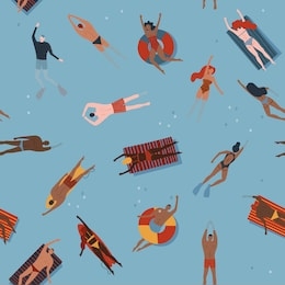 seamless pattern with swimmers. abstract pattern with men and women in bikini. 