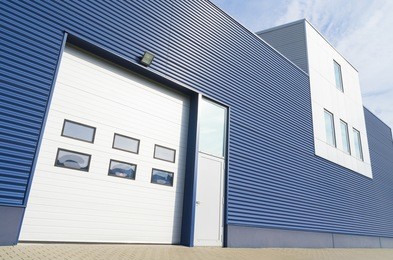 exterior of a modern warehouse with office unit