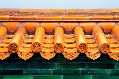 old roof of chinese buildings with beautiful pattern in beijing.