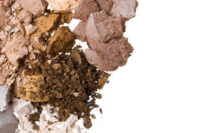 crushed eyeshadows isolated on white background
