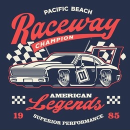 vector of old vintage racing car shirt design