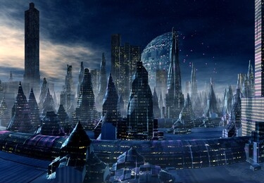 3d rendered futuristic city on an alien planet - 3d illustration