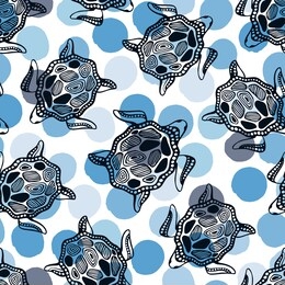 seamless pattern with sea turtles.