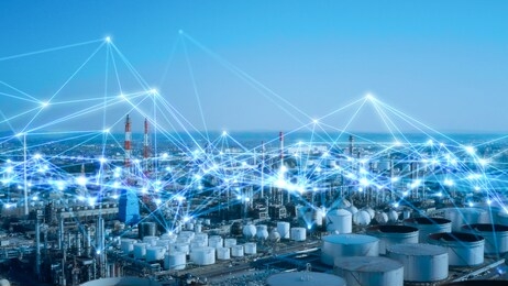 industrial technology concept. communication network. industry 4.0. factory automation.