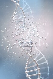 medical abstract conceptual background, dna code chain affected by genetic diseases and dangerous changes, disconnection, impaired function, 3d rendering