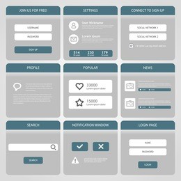 flat mobile ui design. simple mobile phone, buttons, forms, windows and other interface elements. 