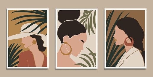modern art prints in boho style. eps10 vector.