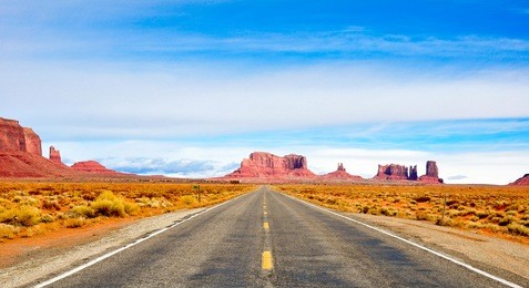 road with view of monument valley, utah