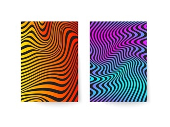 template for booklet, flyer, brochure or poster in optical illusion style. set of geometric abstract modern op illusion backgrounds
