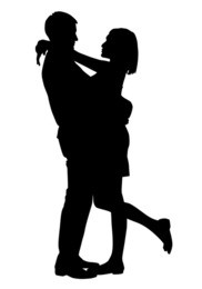 young man and girl standing and embracing