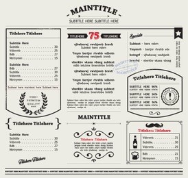 restaurant menu template. frames and graphic elements. editable vector illustration file.