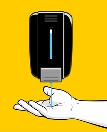 person hand using disinfectant gel 